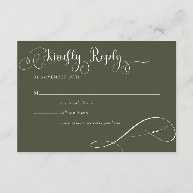 Elegant Script Classic Wedding Reply Enclosure Card (Front)