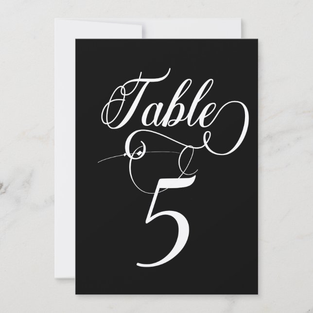 Elegant Script Classic Wedding Table Numbers (Front)