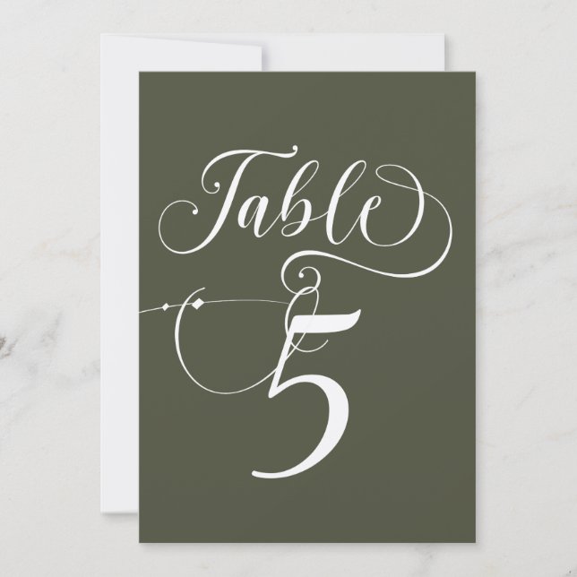 Elegant Script Classic Wedding Table Numbers (Front)