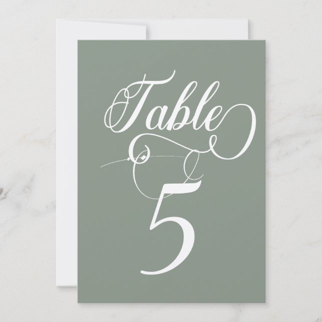 Elegant Script Classic Wedding Table Numbers (Front)