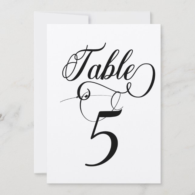 Elegant Script Classic Wedding Table Numbers (Front)