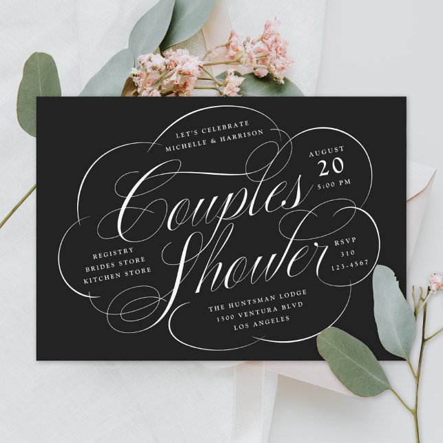 Elegant Script Cloud Flourishes Couples Shower Invitation (Creator Uploaded)
