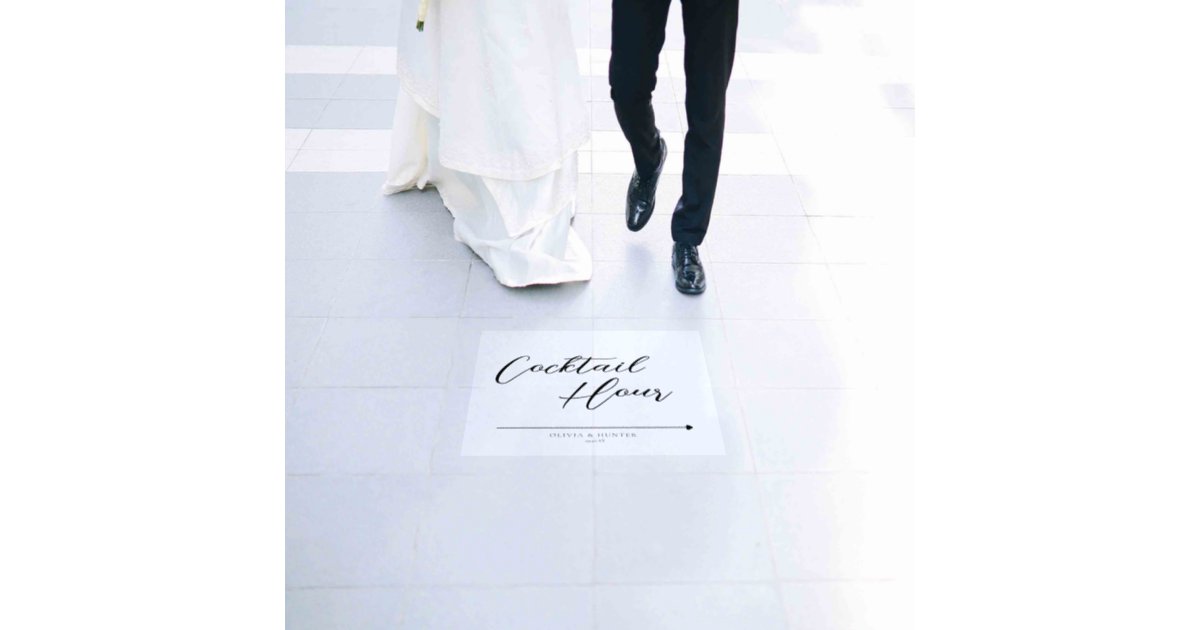 Elegant Script Cocktail Hour Wedding Floor Decals | Zazzle