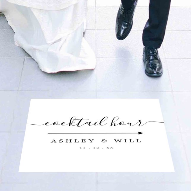 Elegant Script Cocktail Hour Wedding Reception  Floor Decals (Creator Uploaded)