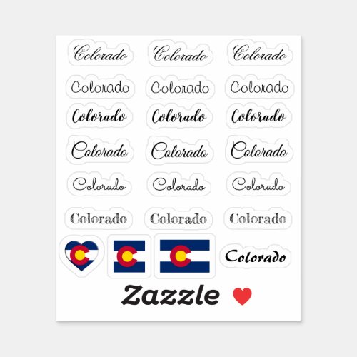 Elegant script Colorado  Colorado Flag name Set Sticker