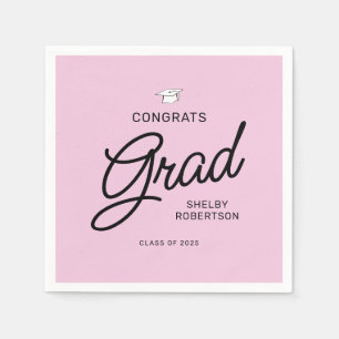Elegant Script Congrats Grad Graduation Party Napkins