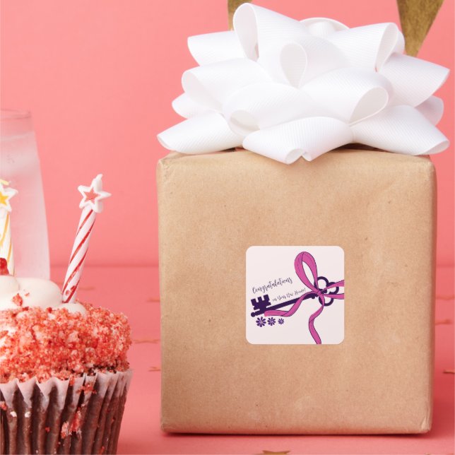 Elegant Script Congratulations on Your New Home Square Sticker (Party)