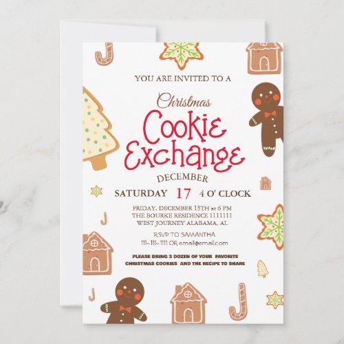 Elegant Script Cookie Exchange Christmas Party Inv Invitation