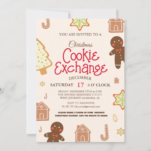 Elegant Script Cookie Exchange Christmas Party Inv Invitation