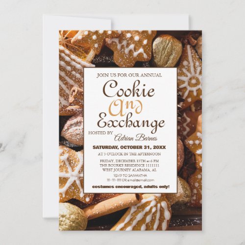 Elegant Script Cookie Exchange Christmas Party Invitation