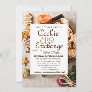 Elegant Script Cookie Exchange Christmas Party Invitation