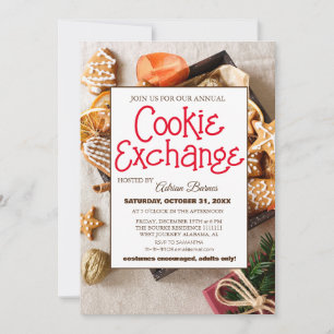 Elegant Script Cookie Exchange Christmas Party Invitation