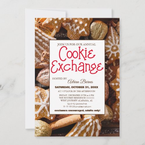 Elegant Script Cookie Exchange Christmas Party Invitation