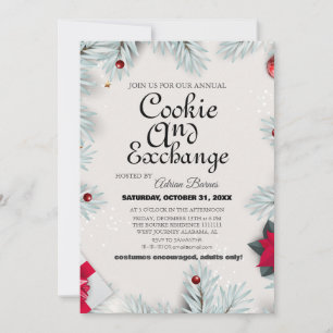 Elegant Script Cookie Exchange Christmas Party Invitation