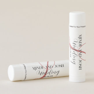 Elegant Script Coral Initial Wedding Lip Balm