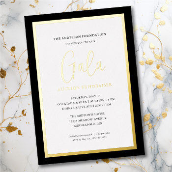 Elegant Script Corporate Gala Fundraiser Gold Foil Invitation by daisylin712 at Zazzle