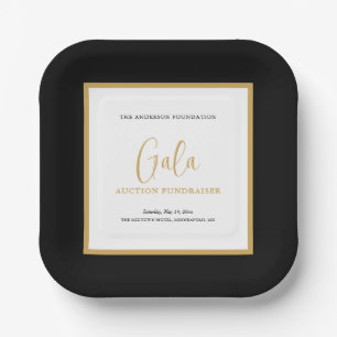 Elegant Script Corporate Gala Fundraiser Paper Plates