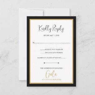 Elegant Script Corporate Gala Fundraiser RSVP Card