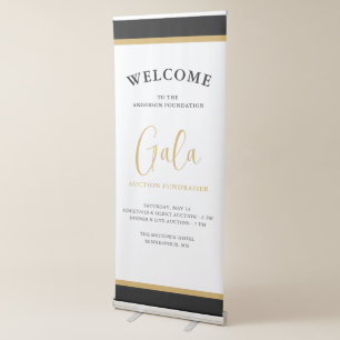Elegant Script Corporate Gala Fundraiser Welcome Retractable Banner