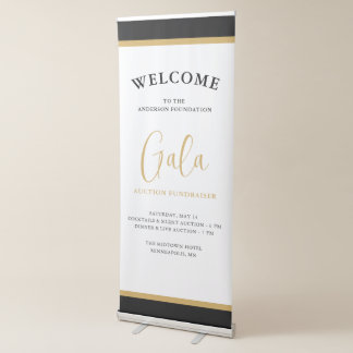 Elegant Script Corporate Gala Fundraiser Welcome Retractable Banner