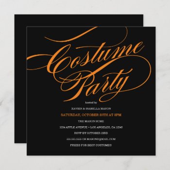 Elegant Script Costume Party Invitation by PinkMoonPaperie at Zazzle