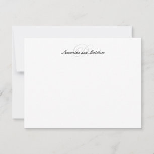 Elegant Script Couple Last Name Initial Monogram Note Card