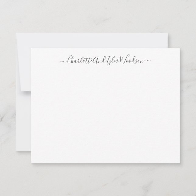 Elegant Script Couple Name Wedding Newlywed  Note Card (Front)