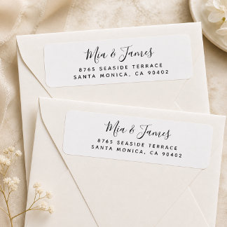 Elegant Script Couple Return Address Label