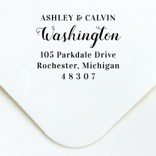 Elegant Script Couple Surname Return Address Self-inking Stamp