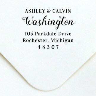 Elegant Script Couple Surname Return Address Self-inking Stamp