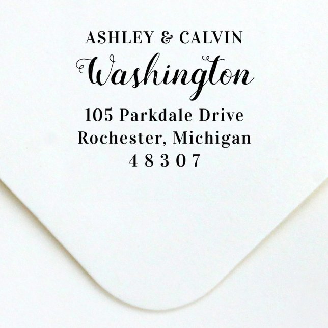 Elegant Script Couple Surname Return Address Self-inking Stamp (Creator Uploaded)