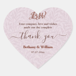 Elegant Script Couples Monogram Thank You Heart Sticker