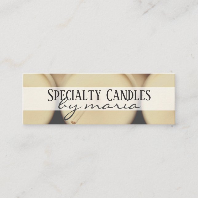 Elegant Script Cream Artisan Candle Maker Mini Business Card (Front)