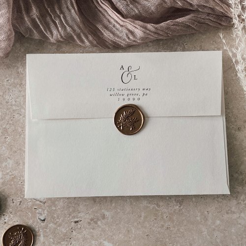 Elegant Script  Cream Monogram Wedding Invitation Envelope