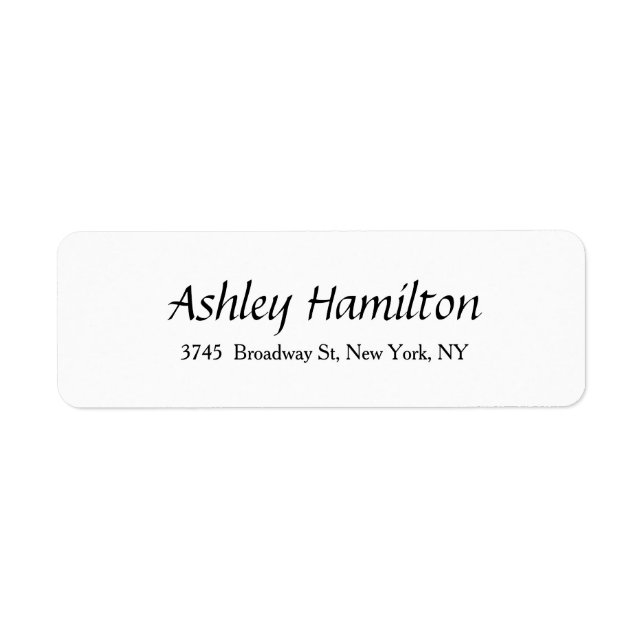 Elegant Script Creative Plain Black White Label (Front)