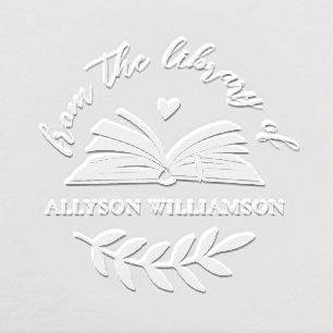 Elegant Script Custom Botanical Library Book Embosser