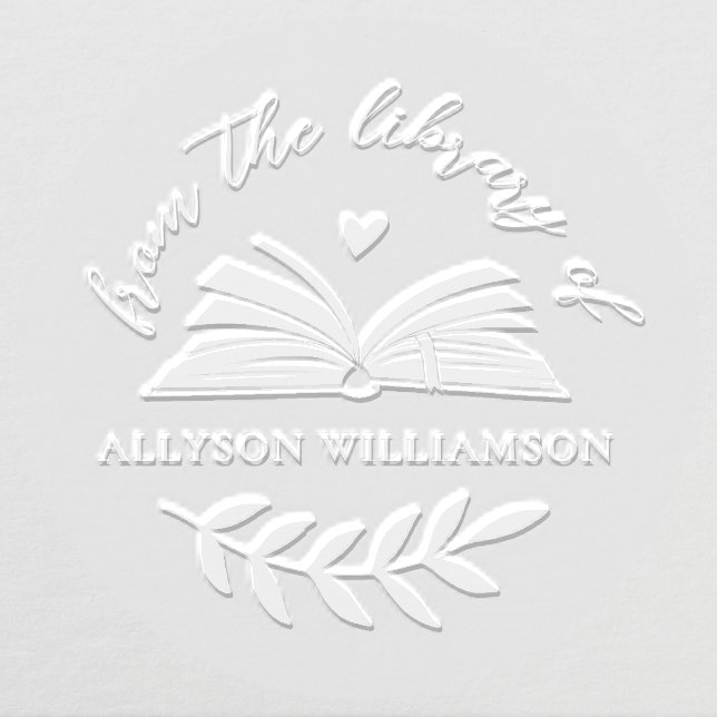 Elegant Script Custom Botanical Library Book Embosser (Design)