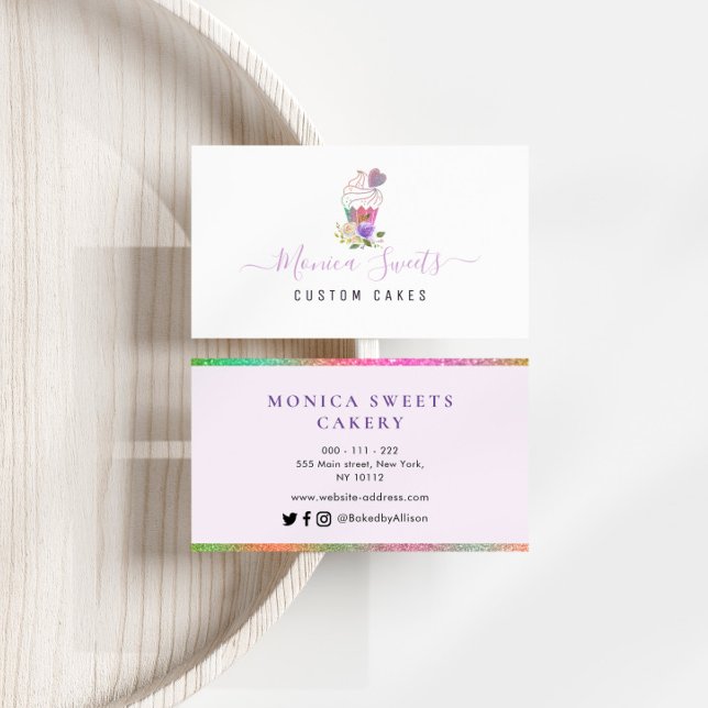 elegant script custom cakery business business card (Creator Uploaded)