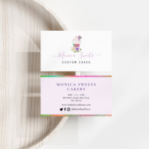 elegant script custom cakery business card