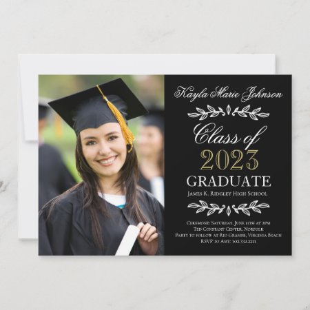 Elegant Script Custom Colors Graduation Photo Card
