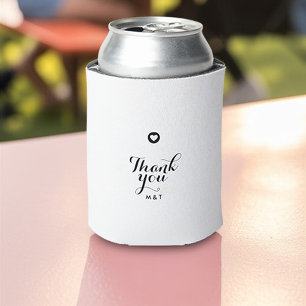 Elegant Script Custom Couple Love Heart Monogram Can Cooler