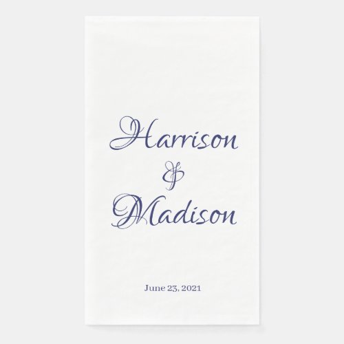 Elegant Script Custom Couple Names  Date Wedding Paper Guest Towels