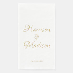 Elegant Script Custom Couple Names Date Wedding Paper Guest Towels