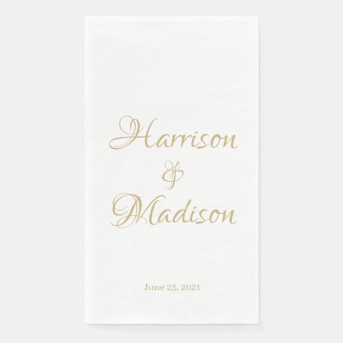 Elegant Script Custom Couple Names Date Wedding Paper Guest Towels