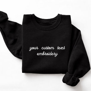 Elegant Script Custom Embroidery Text for Mom Dad Embroidered Sweatshirt