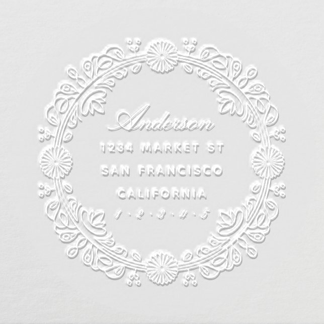 Elegant Script | Custom Floral Return Address Embosser (Design)