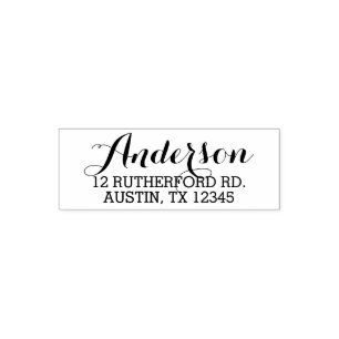 Elegant Script Custom Last Name and Return Address Self-inking Stamp