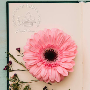 Elegant Script Custom Library Book Botanical Embosser