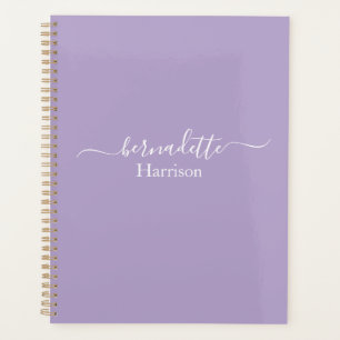 Elegant Script Custom Name Lavender Planner