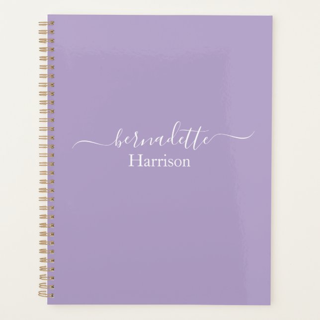 Elegant Script | Custom Name | Lavender Planner (Front)